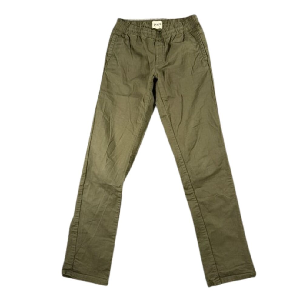 Pact Organic Cotton Pants Women's M Olive Green Pull On Straight Leg 32"